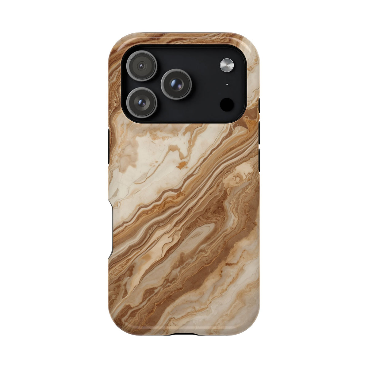 Magnetic Impact-Resistant Phone Case — Brown Marble Protective Cover