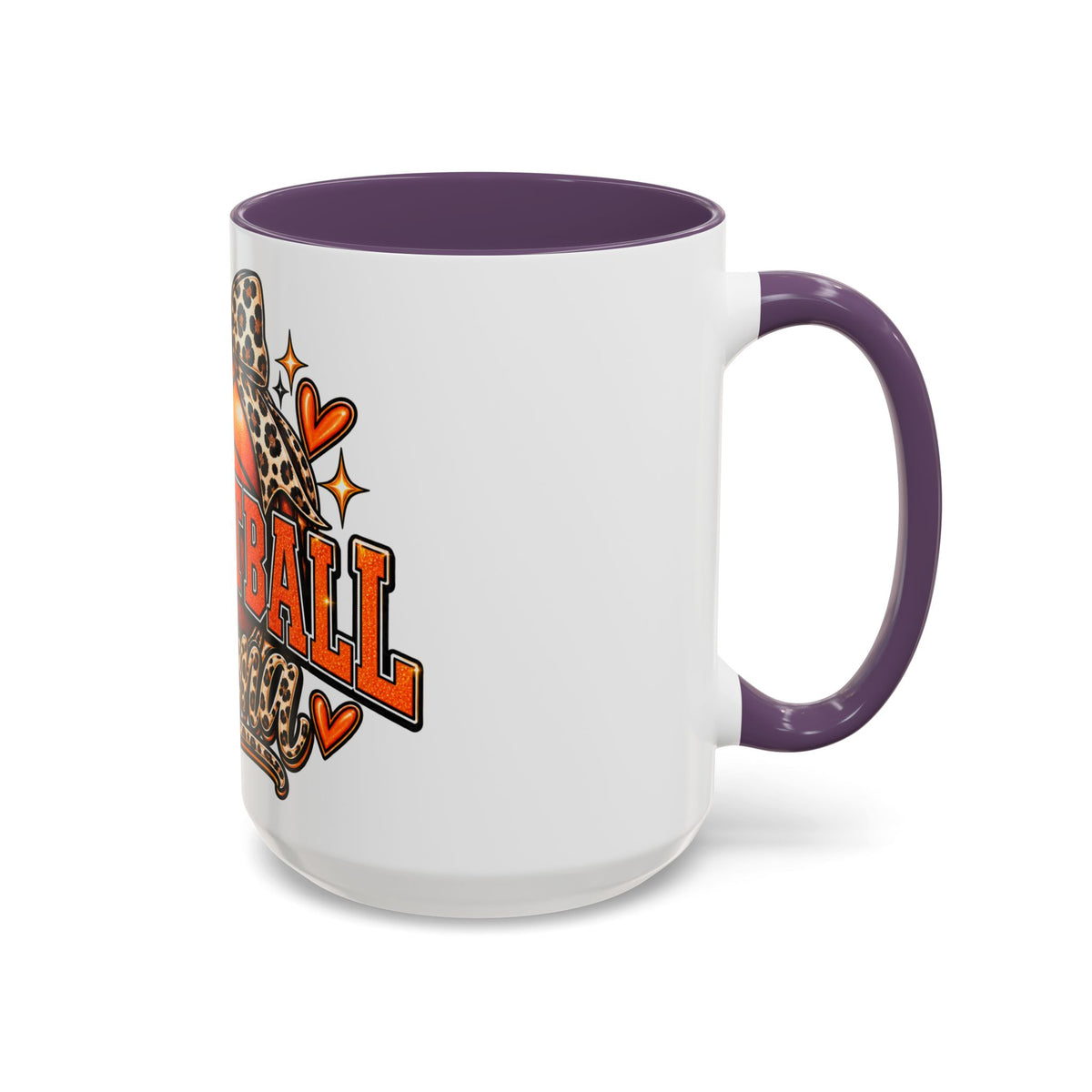 Basketball Mama Accent Coffee Mug – Leopard Bow Basketball Mom Gift (11/15oz)