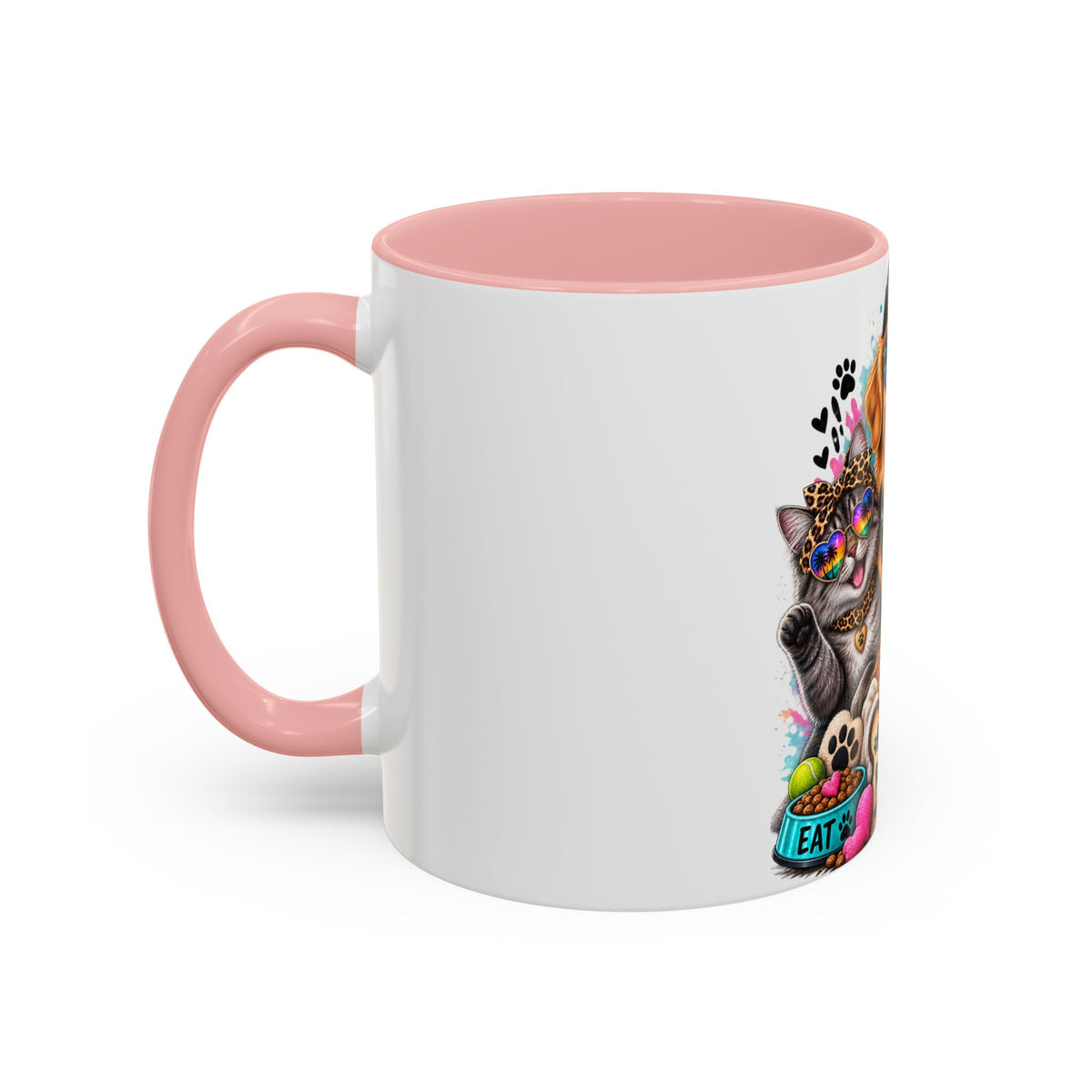 Coffee Mug — "Life is Better with Pets" Colorful Dog & Cat Paw-some Design (11/15 oz)