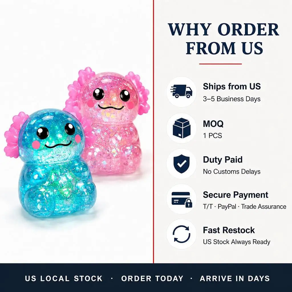 Glitter Axolotl Squishy Fidget Toy