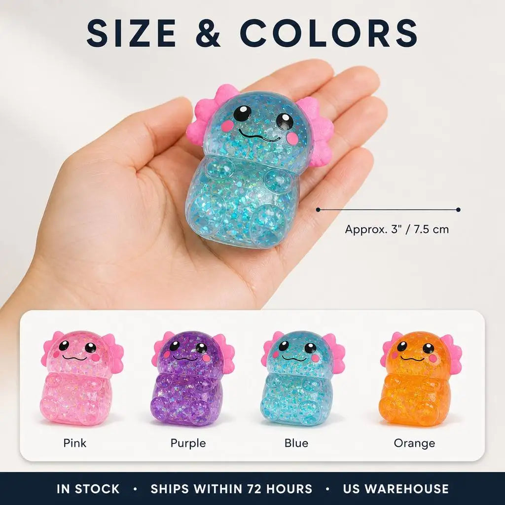 Glitter Axolotl Squishy Fidget Toy