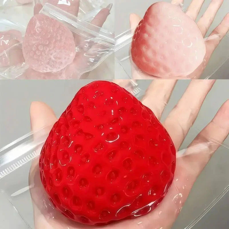 US Stock 3Pcs Set Crystal Clear Strawberry Squishy Promotion Toys Slow Rising Stress Relief Fidget Kawaii Food Squeeze Sensory