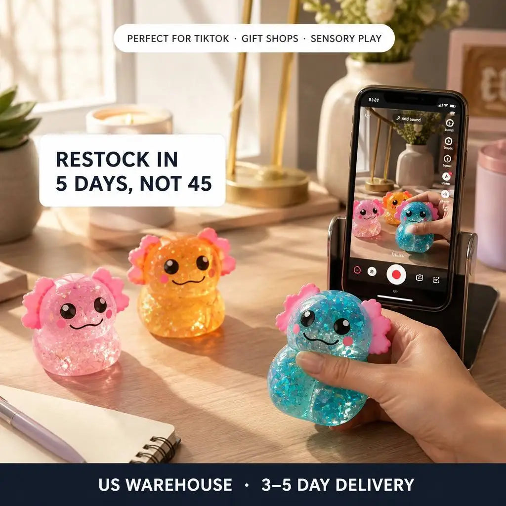 Glitter Axolotl Squishy Fidget Toy
