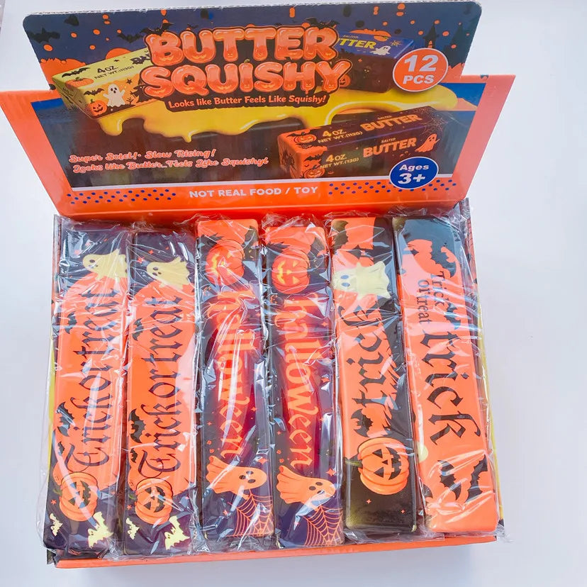 12pcs Halloween Themed Butter Stick Cheese Cube Squishy Toys Slow Rising Soft Squeeze Fidget Toy Promotional Promotional Toys