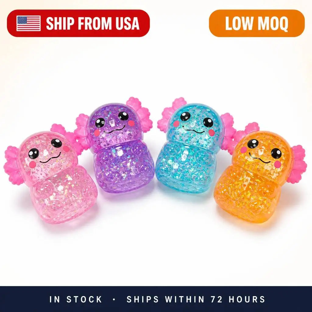 Glitter Axolotl Squishy Fidget Toy