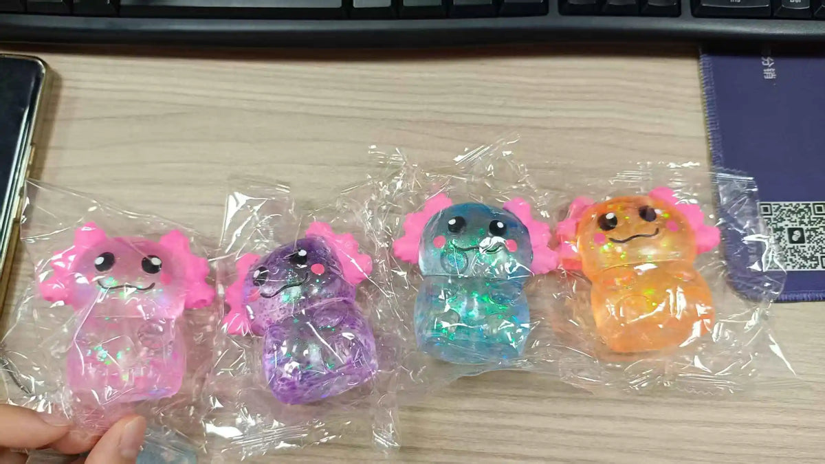 Glitter Axolotl Squishy Fidget Toy