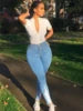 Women's Mid-Waist Pencil Skinny Jeans
