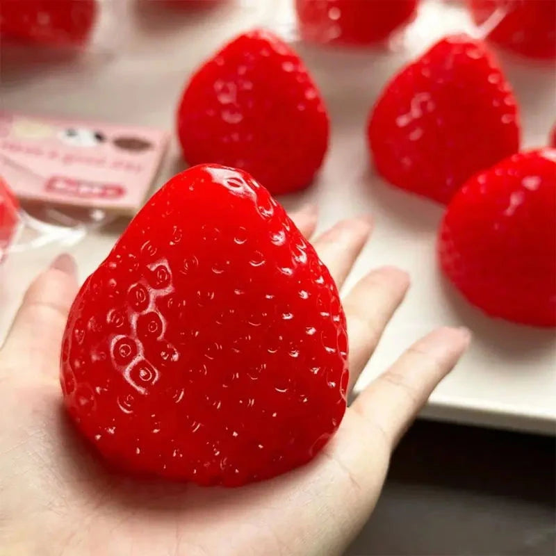US Stock 3Pcs Set Crystal Clear Strawberry Squishy Promotion Toys Slow Rising Stress Relief Fidget Kawaii Food Squeeze Sensory