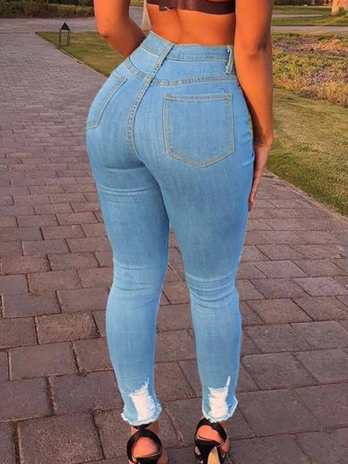 Women's Mid-Waist Pencil Skinny Jeans